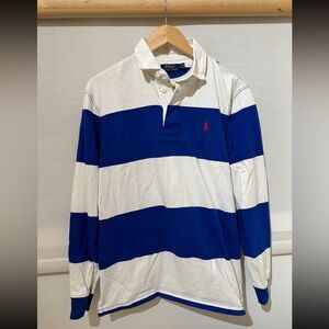 Men’s Blue and White Polo Sweater